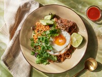 【TAKEAWAY】soft shell crab, chorizo and kimchi fried rice, fried egg