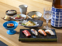   【鮨かうと/全18品 月替り おまかせコース】新名物”かうと巻き”の入った 赤酢シャリの本格江戸前鮨11貫と季節の逸品7種