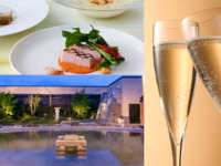 《土日祝限定 》＊グラススパークリングワイン付き＊四季庭ランチ＆隣接施設スパ・ハーブスチケット付きでゆったり癒しの休日を！