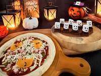 Ghost pizza + 8 marshmallow brownies