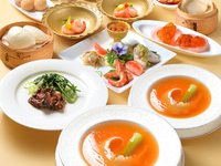 [Lunch] Higashiyama course 7 dishes including 4 kinds of cold dishes, Peking duck, mini shark's fin soup, and Omi beef