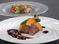 【ステーキディナーフルコース】牛フィレ肉と魚料理のダブルメイン+乾杯グラスシャンパン