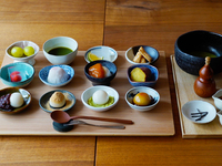 Mitsuya small plate set meal with 12 dishes and matcha