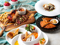 【ランチ】”大人気の料理”をコース仕立てに『牛ハラミのグリル＆鶏もも肉のシュラスコ×チーズリゾット』など8品5皿