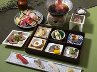 Rokka Course — 12 items: Three Edomae sushi, Island hamo and matsutake golden shabu-shabu mini hot pot, and Toka’s Special "Rokuhō"
