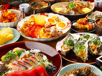 【輕鬆飲酒會】烤土雞和海鮮蓋飯，適合飲酒會的宴會套餐★4,500日元，附無限暢飲