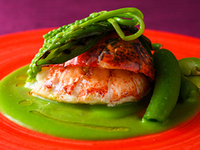 [คอร์สวันครบรอบ] ล็อบสเตอร์ เนื้อคัดพิเศษ ฯลฯ + ขนมปังปิ้งแชมเปญ + รวมข้อความในจาน