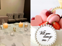 【レストランdeプロポーズ】個室確約・卓上キャンドル・ブリザーブドフラワーのローズボックス・乾杯酒・ケーキがついた豪華アニバーサリーディナー～CHEF'S～