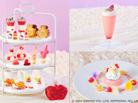 平日【ステッカー＋ホイップカラーストロベリー＋ハローキティのピーチメルバ付】ハローキティ プリンセスアフタヌーンティー ★オリジナルステッカー付