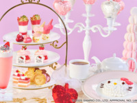 【ホイップカラーストロベリー+ハローキティショートケーキセット】ハローキティ プリンセスアフタヌーンティー（平日）