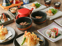 [Spring Kaiseki Cuisine] Kabilang sa mga sikat na pagkain ang "Sakura Sea Bream Rice Bowl with Sesame Miso Sauce" at low-temperature cooked thick-sliced pork steak. Premium plan na may 120 minutong all-you-can-drink