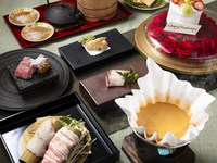 【スタンダード記念日】『真鯛と山形豚の雲丹しゃぶ小鍋と鯛めしひつまぶし、ふぐ天』＆ホールケーキ付きの雲丹しゃぶ小鍋 記念日プラン　(平日5000/土日祝5400)