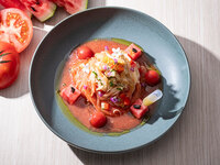 ≪Seasonal Dinner Set≫Chilled Gazpacho Pasta flavored Watermelon with Marinated Soy Meat