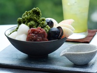 Fruit Anmitsu / wasanbon jelly & ice cream, matcha granité＋ Cold Greentea (90-min. seating)