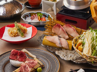 [Touka Chef's Choice Course] "Iyo Red Sea Bream Rice with Hagama & Seared Raw Sea Urchin and Wagyu Beef Omi-niku Ochazuke" & "Fugu and Scallop Golden Soup Hot Pot & Crab Salmon Roe Small Bowl" 5,454 yen (excluding tax)