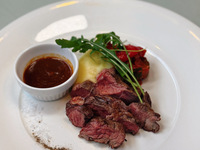 Ribeye steak with mashed potatoes