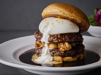 Hills Gourmet Burger GP 6/28-8/31 Limited Edition Black Angus and Beef Tongue Burrata Cheese Burger