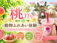 ★桃2個狩り+動物ふれあい体験～いちごスムージーとミニクレープ付き～