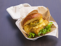 Fish Burger with Pickled Rakkyo Tartar Sauce