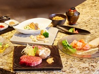 【 忘年会 | フリードリンク付き 】 花菱コース 二種の海鮮と黒毛和牛 ディナー　28100 → 22500