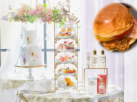＜平日＞『スパイシービーフバーガー付プチシェリー‛ピーチ＆ローズ’アフタヌーンティー』フレグランスメゾン＜グタール＞のアイコニックなプチシェリーの香りに包まれて　マリアージュフレールもドリンクお替り自由　7/21～9/12