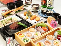 【3H飲み放題付き】A4ランク黒毛和牛ステーキ、あて巻き寿司、おばんざいなど豪華京料理　全14品