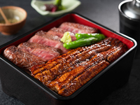 鹿儿岛大隅鳗（半尾）和黑毛牛排盖饭