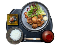 Karaage japonês, conjunto de almoço com frango frito