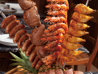 【JTB限定ランチシュラスコ】　11種類のシュラスコ食べ放題と約30種類のサラダ・デザートブッフェ　ドリンクバー付き