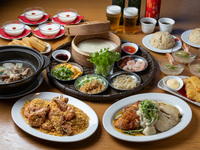 夏季【ポピアプラン 4500円】人気メニューのシリアルバタープラウンやバクテーなど、ボリューム感もあるシンガポールの本場料理をたっぷり楽しめる♫