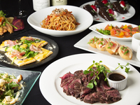 【魚料理とイタリアンステーキのダブルメインのシェアコース+飲み放題2時間付】歓送迎会や忘年会・新年会におすすめ！本格イタリアンとリブロースのビステッカなどワンランク上のシェアプラン♪　100種以上の豊富な飲み放題付　￥7000