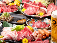 【12時-14時/昼宴会】国産焼肉4種にハラミや生センマイなどお酒によく合うラインナップ◎2,500円