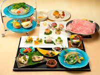 18 seasonal dishes and Matsussaka beef sukiyaki（sukiyaki　high quality beef）