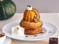 October only — Drink Set / Halloween Pancakes with Hokkaido Pumpkin and Maple Custard, Maple Sauce