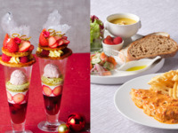 〈ソファ席確約ランチ〉いちごのミルフィーユクリスマスパフェ付き＊メインが選べるカジュアルランチプレート