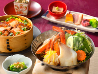 冬の海鮮みぞれ鍋と彩り蒸し寿司