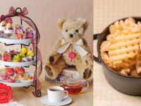 11月平日限定価格【3時間カフェフリー＆ポテトフライ付き】ハーマンテディコラボ芋・栗・マスカット秋の味覚アフタヌーンティー