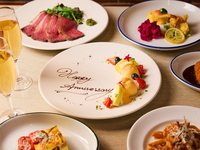 【特別な日のディナーにおすすめ】Anniversary Course　乾杯ドリンク＋メッセージプレート付き