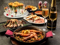 【年末パーティーに】～Spanishコース～名物赤海老パエリア×豪華タパス×牛リブロースグリルなど全7品【2H飲み放題付】
