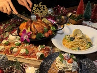Xmas、忘年会に【シーズナルコース】　ローストチキンや蟹パスタなど、　