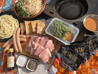 Includes 3 hours of all-you-can-drink drinks. [Marcoro Hormone Grilled BBQ Set (equipment rental included)]