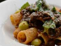 Ezo venison bolognese, rigatoni, rich aged miso