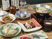 January and February only [Colorful Sushi Course] "Small pot of winter yellowtail and Hokkaido scallops in golden dashi stock" & "Edomae sushi and seared Japanese beef sushi" 4,545 yen (excluding tax)