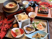 ■数量限定【秋の北海道贅尽くし御膳ランチ】『6種の北海道旬菜とブランド士幌黒牛ステーキ＆秋鮭といくらの羽釜めし』 平日特別価格2,980円