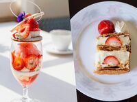 Seasonal parfait + strawberry half mille-feuille set