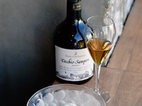 Homemade salted milk ice cream with Vecchio Samperi