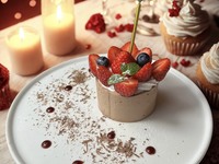 【情人節套餐】限時供應，包含炭烤嫩雞排、烤箱披薩和酸甜巧克力慕斯蛋糕