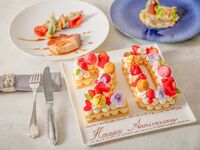 ★人気NO１★【2月限定誕生日におすすめ】お祝いの乾杯酒付！数字が選べるナンバーケーキ・メインは寒鯛＆オーストラリア産牛サーロイン肉のフルコース全5皿