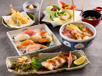 Chicken grilled with onion koji and raw sushi set