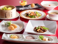 ＜美麗茶膳／ランチ＞前菜、炒め、中国粥＋デザート2種など全8品＋スパークリングワイン含むワンドリンク（4/1～）
